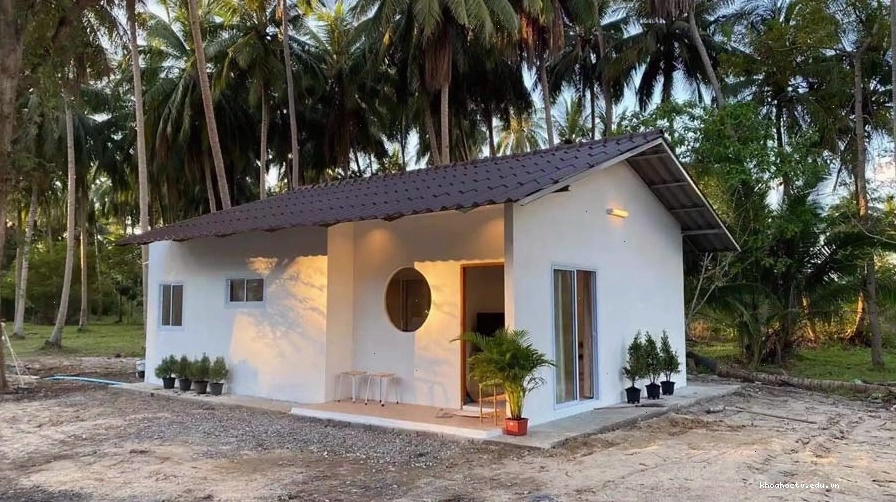 Mẫu nhà cấp 4 đẹp giá rẻ 100 triệu diện tích 40m2 với thiết kế mái bằng hiện đại
