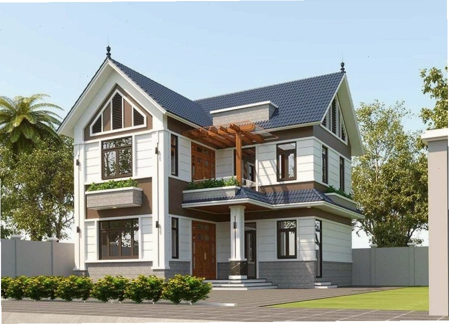 Mẫu nhà chữ L 2 tầng 70m2 tối ưu không gian