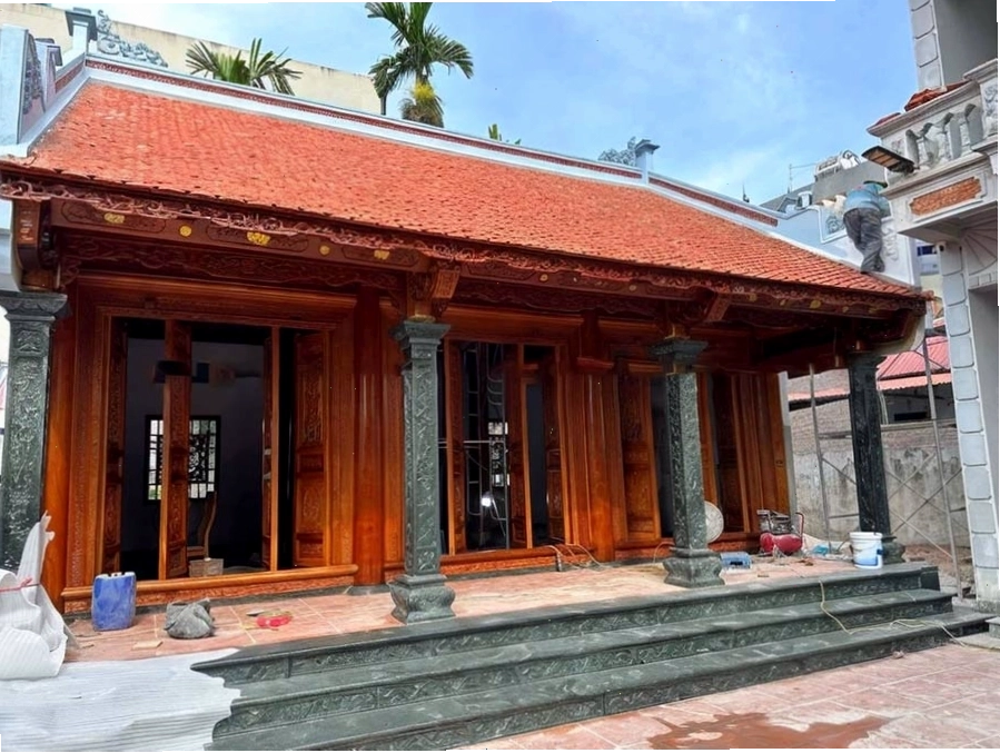 Mẫu nhà gỗ 3 gian 8 cột vững chãi và uy nghi