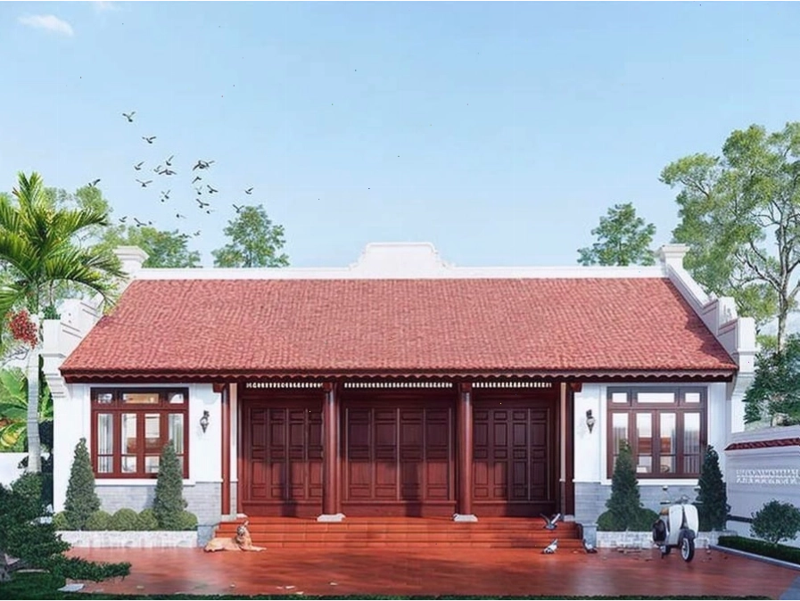 Mẫu nhà gỗ 3 gian mái ngói với vẻ đẹp dân dã, thân thuộc