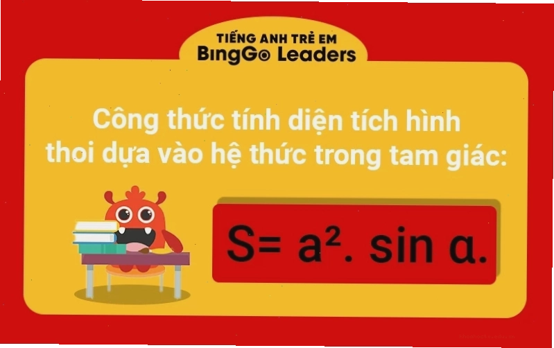  Minh họa cách tính diện tích hình thoi bằng hai đường chéo