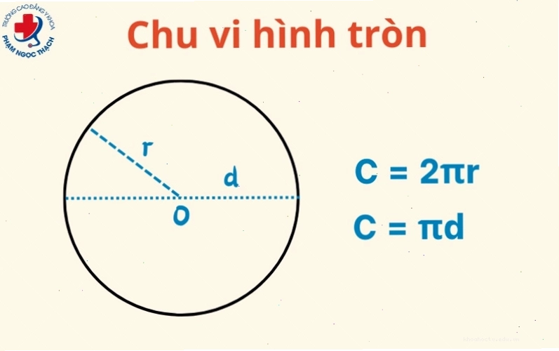 Minh họa công thức tính chu vi hình tròn