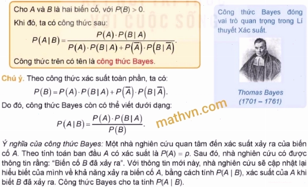 Minh họa ứng dụng của công thức Bayes trong lý thuyết xác suất