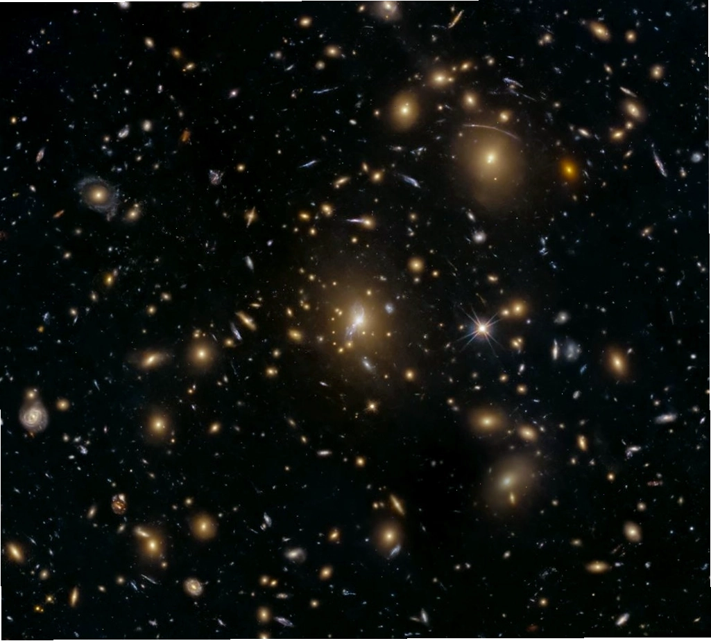 Một cụm thiên hà được kính viễn vọng Hubble quan sát.