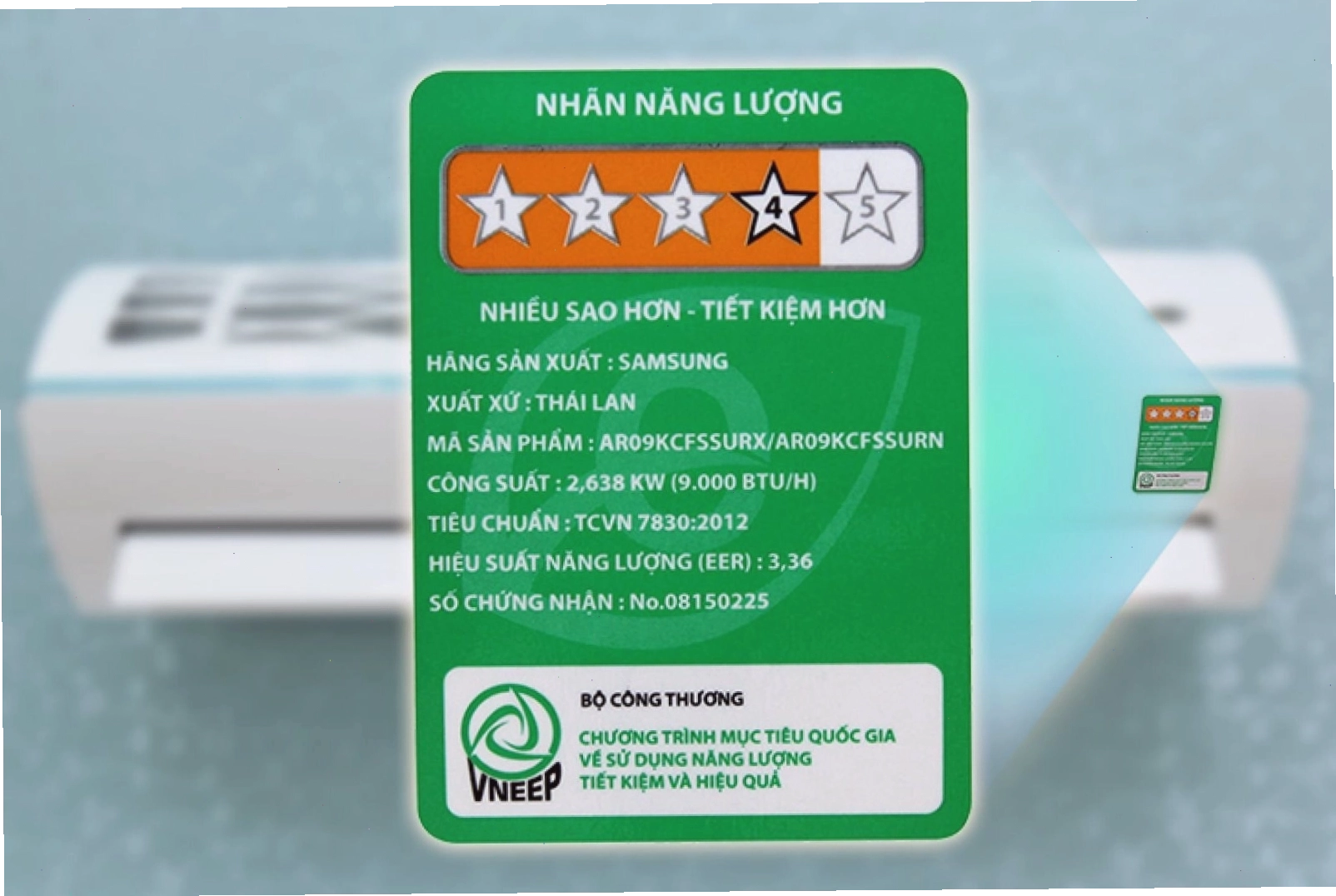 Nhãn năng lượng tiết kiệm điện do Bộ Công Thương cấp