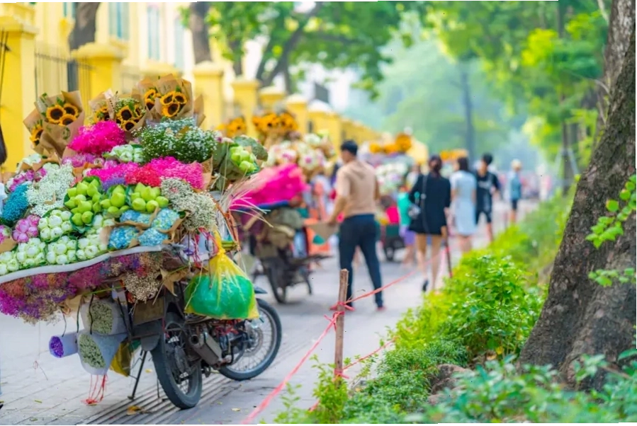 Những xe hoa rực rỡ màu sắc tại phố Phan Đình Phùng