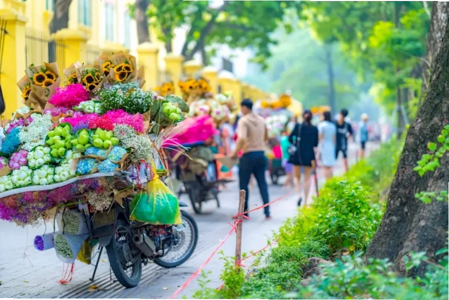 Những xe hoa rực rỡ sắc màu tại phố Phan Đình Phùng mùa thu