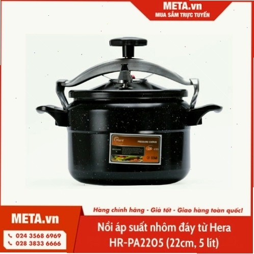 Nồi áp suất nhôm đáy từ Hera HR-PA2205 (22cm, 5 lít)