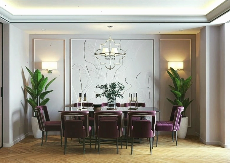 Nội thất phòng khách phong cách Neo Classic với tông màu trắng chủ đạo