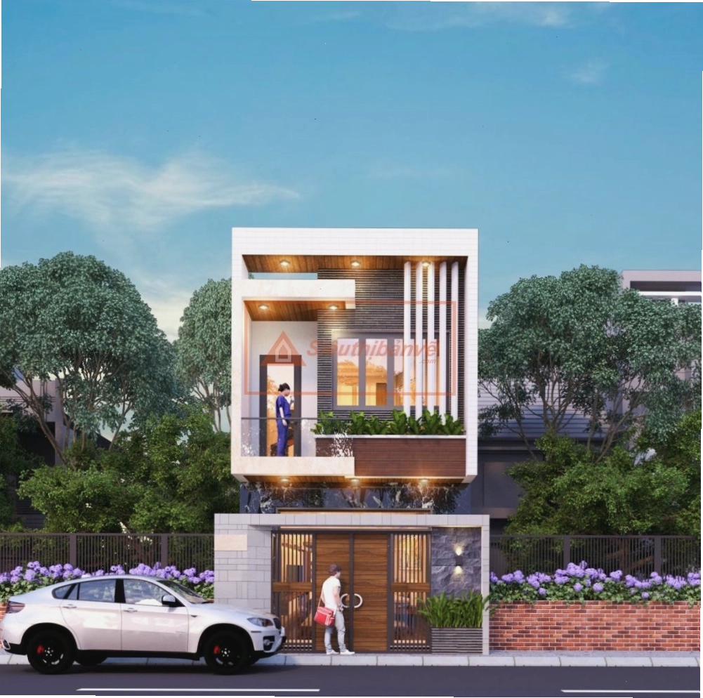 Phối cảnh mẫu nhà 2 tầng 5x12m hiện đại