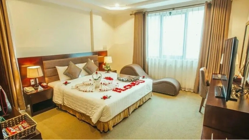 Phòng nghỉ tại Muong Thanh Vinh Hotel, một lựa chọn lưu trú gần Bãi Lữ