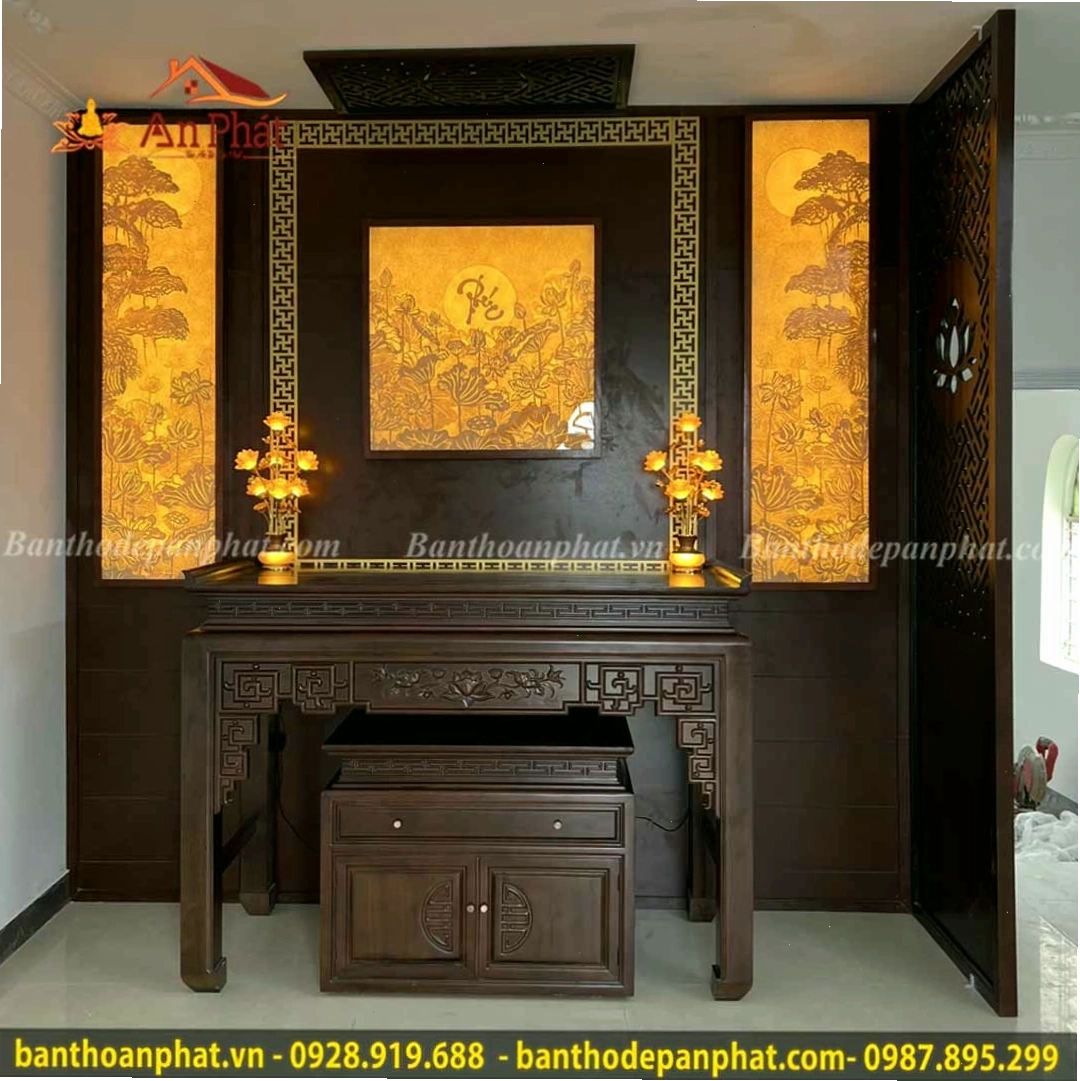 Phòng thờ đẹp thiết kế hiện đại KGT379, bố cục khoa học