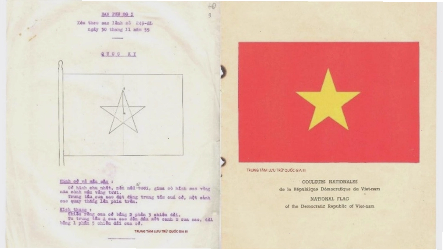 Phụ lục hình ảnh Quốc kỳ Việt Nam theo quy định năm 1955