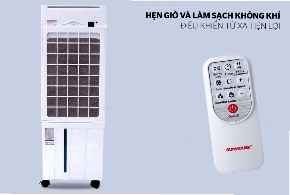 Quạt điều hòa Sunhouse có tính năng hẹn giờ tiện lợi