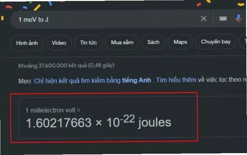 Quy đổi 1 MeV sang Joule chính xác