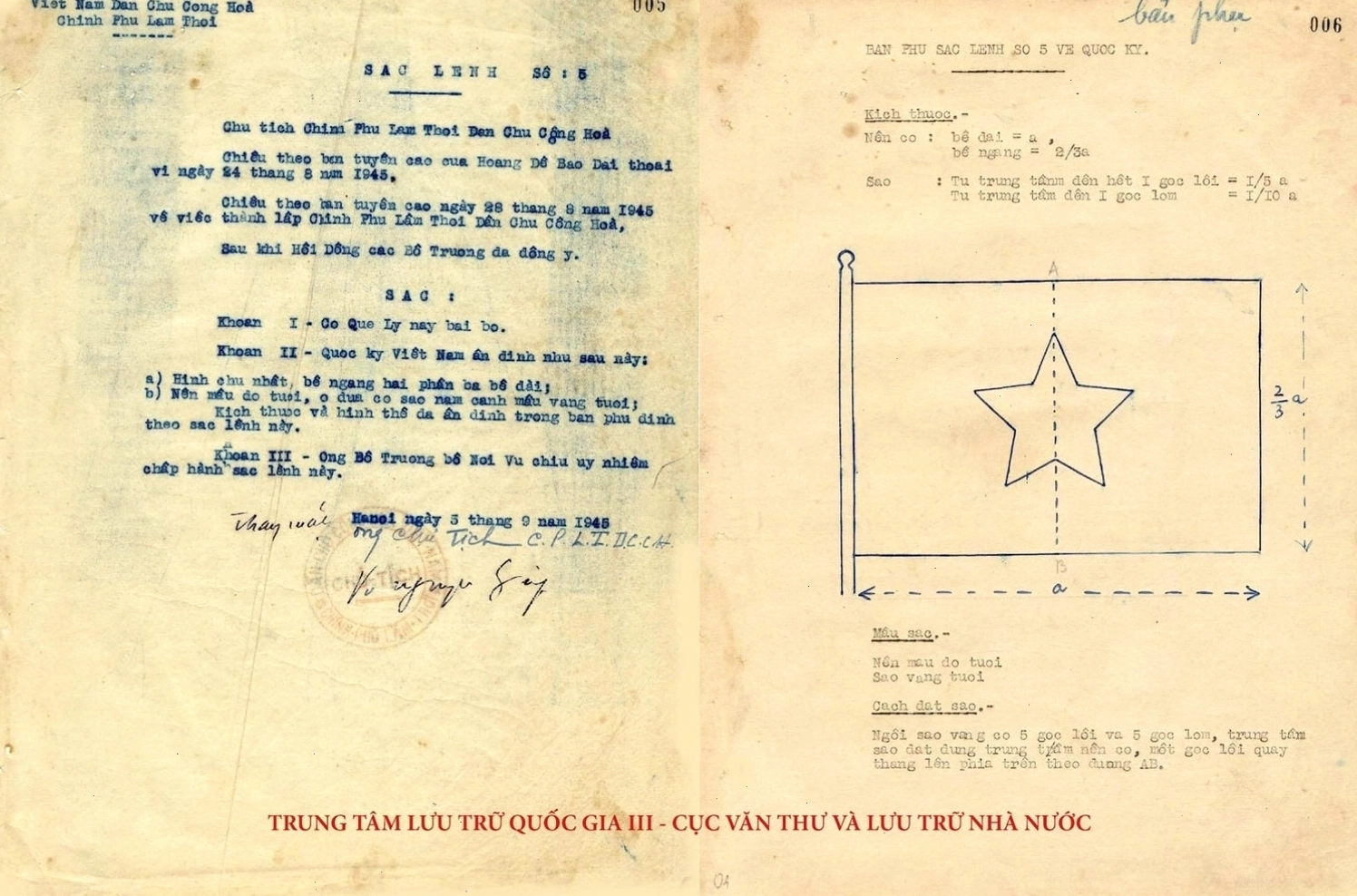 Sắc lệnh số 5-SL ngày 5/9/1945 về việc công nhận Quốc kỳ Việt Nam