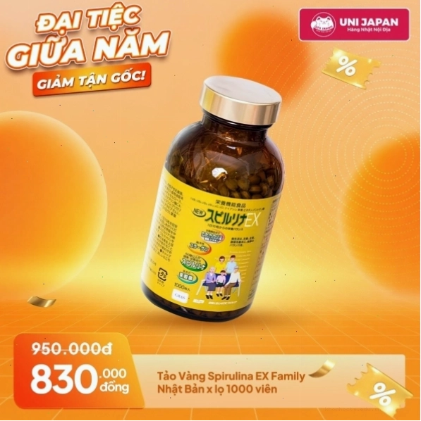 Tảo vàng Spirulina EX Family Nhật Bản lọ 1000 viên