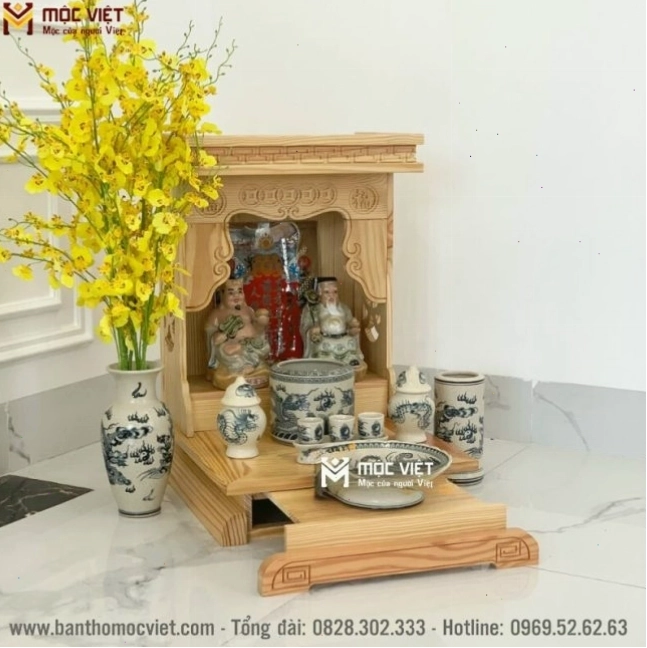 Thiết kế bàn thờ Ông Địa Thần Tài hiện đại có ngăn kéo tiện lợi