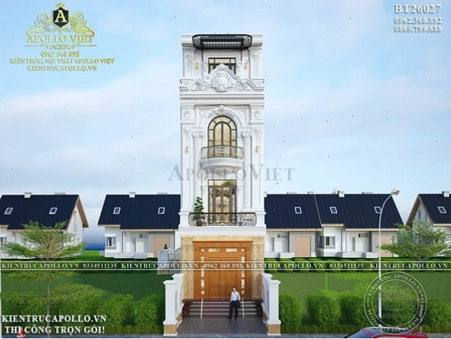 Thiết kế nhà phố 4 tầng tân cổ điển
