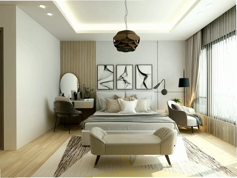 Thực tế cách kê giường ngủ cân đều hai bên tạo tính thẩm mỹ và tiện dụng