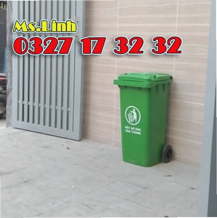 Thùng đựng rác 120 lít màu vàng, thiết kế đơn giản, có nắp