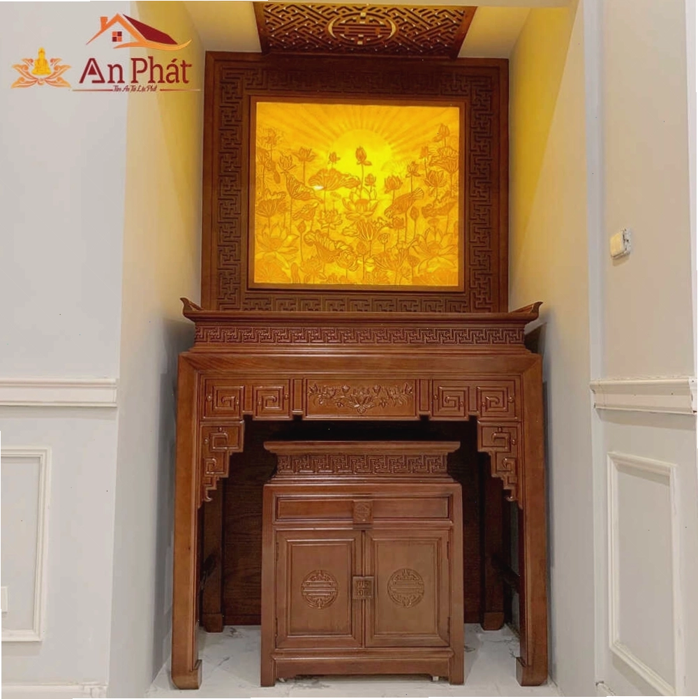 Tủ bàn thờ gỗ gụ mẫu BTD2072 mang vẻ đẹp cổ điển, sang trọng