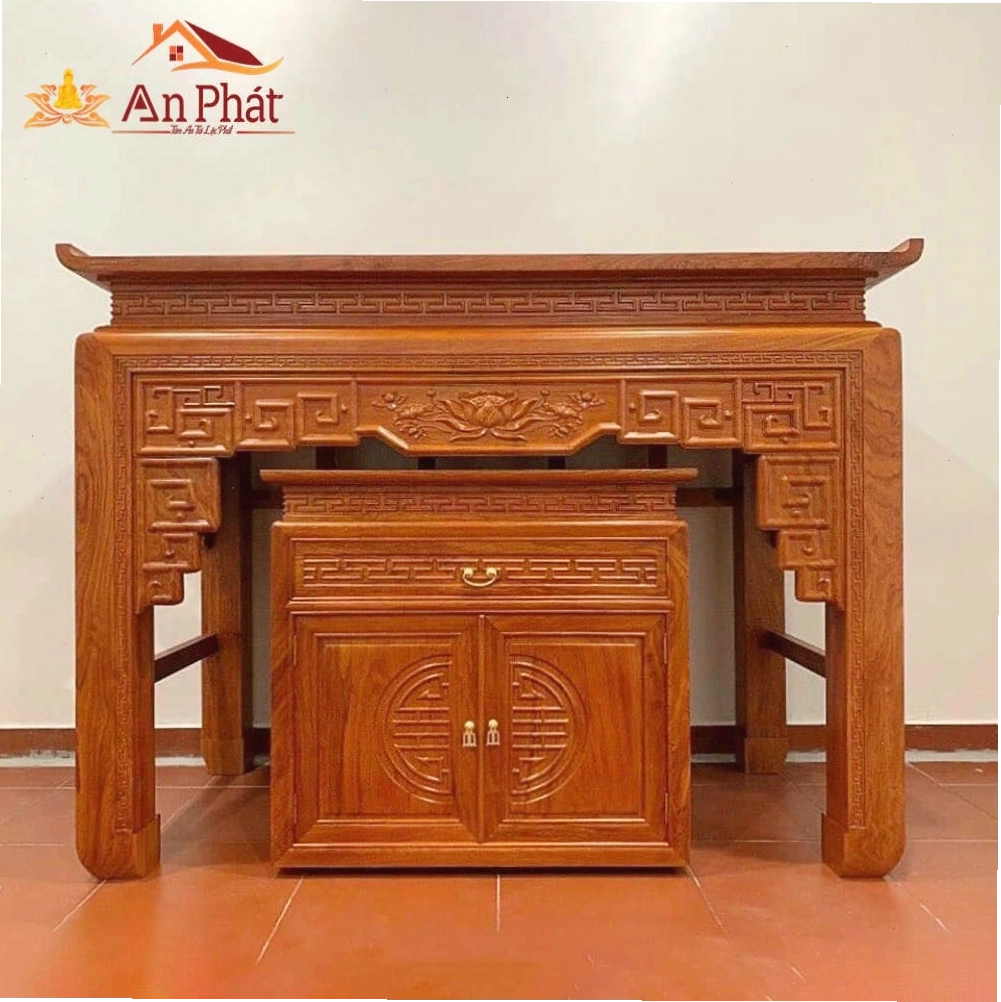 Tủ thờ đẹp gỗ hương BTD2066, chạm khắc rồng phượng tinh xảo