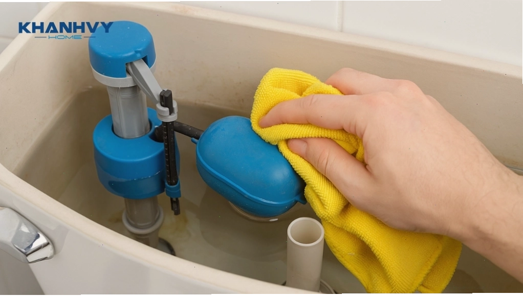 Vệ sinh phao cấp nước bồn cầu