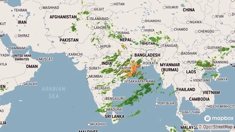 Current Pune Weather Radar showing rainfall