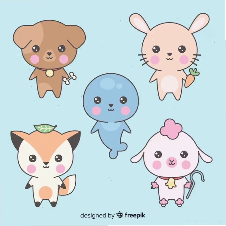 Bộ sưu tập động vật kawaii vẽ tay cực kỳ xinh xắn
