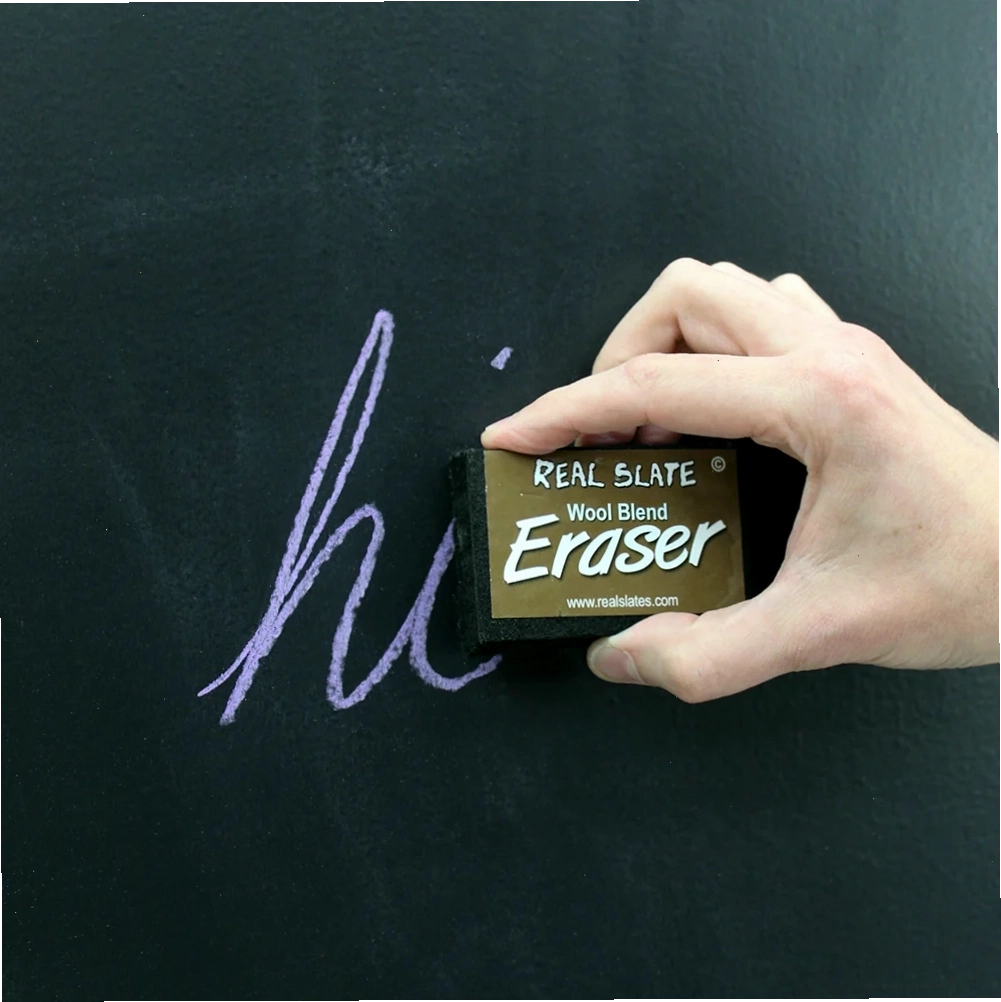 Someone erasing the word hi on a chalkboard