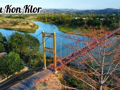 Cầu Kon Klor - Cây cầu dây bắc qua sông Đăk Bla thơ mộng