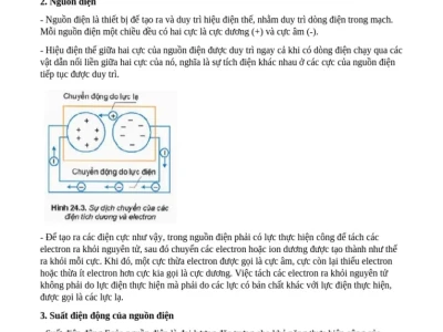 Nguồn điện tạo ra hiệu điện thế giữa hai cực bằng cách nào?